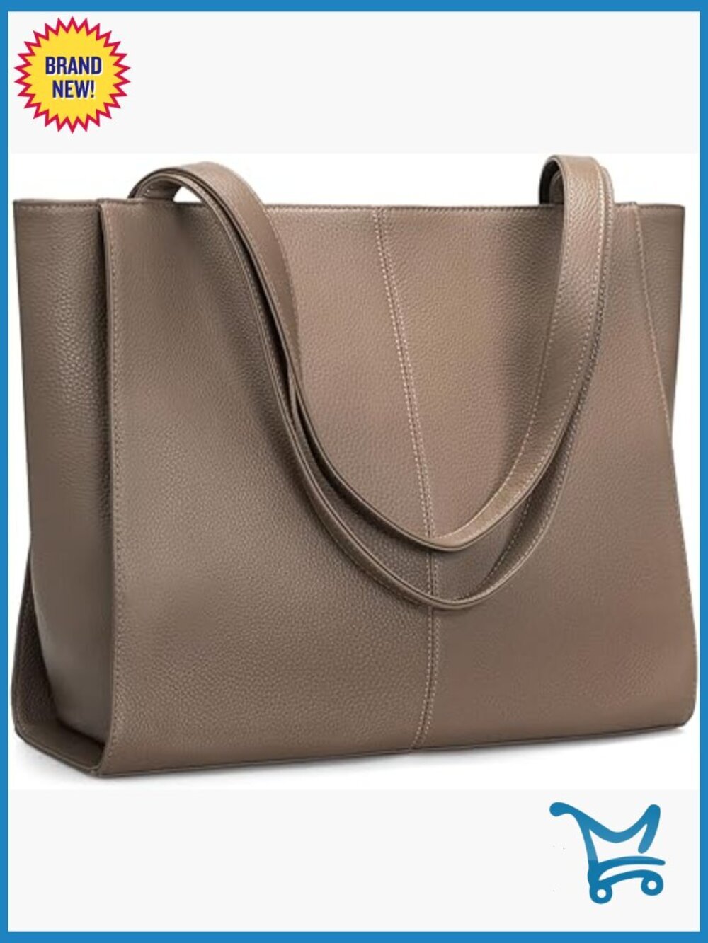 Genuine Leather Tote Bag with Laptop Compartment for Work & Travel